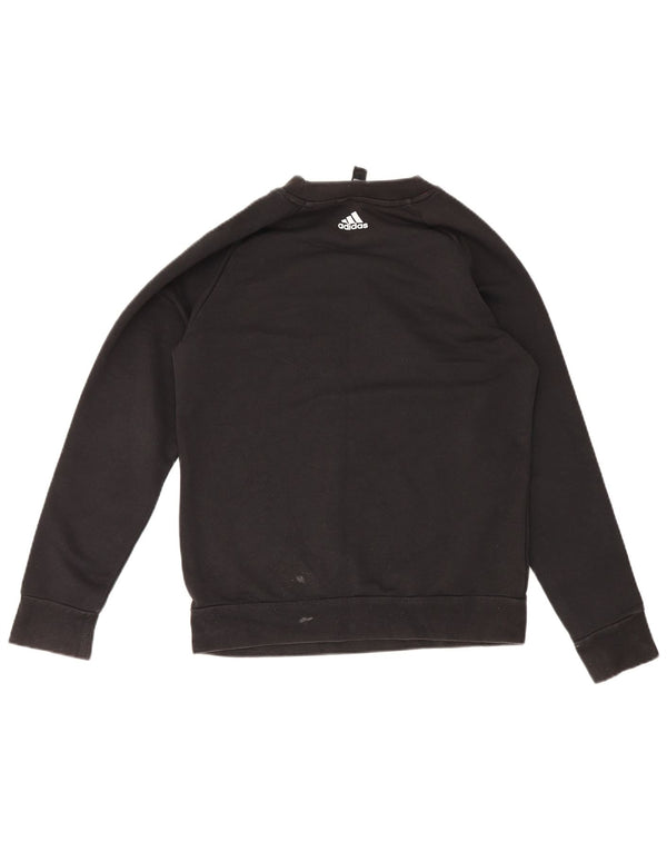 Adidas Womens Graphic Sweatshirt Jumper UK 12 Medium Black Sports