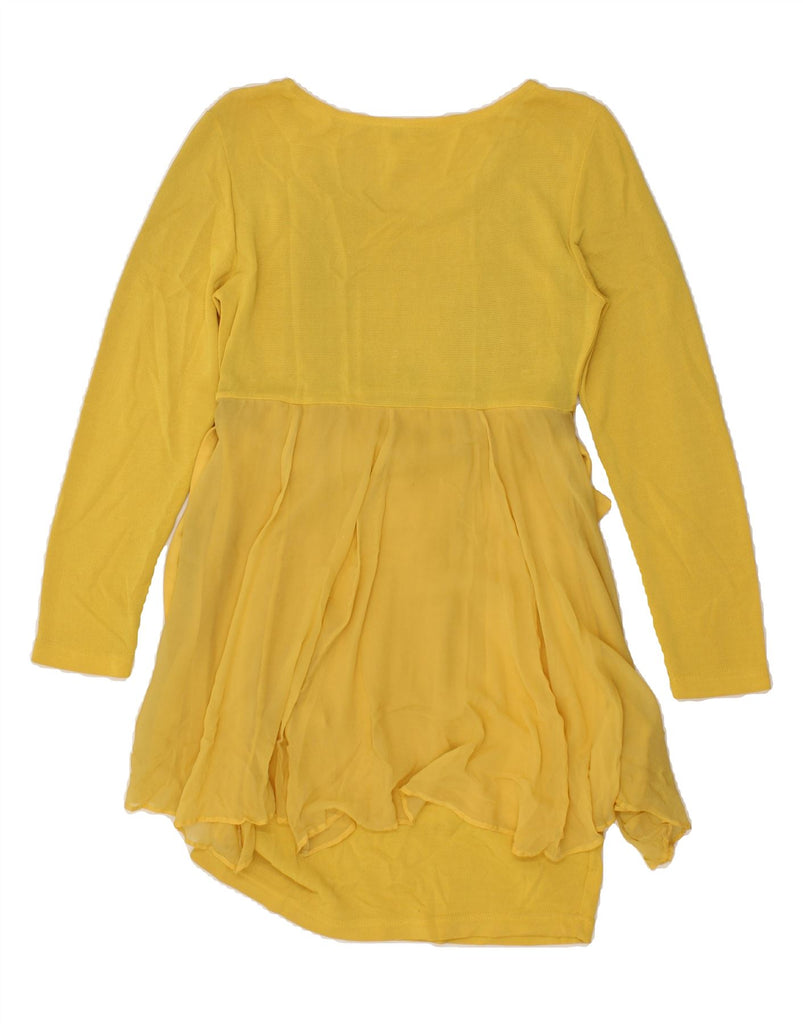 MARINA BABINI Womens Long Sleeve Peplum Dress IT 42 Medium Yellow Viscose Vintage Marina Babini and Second-Hand Marina Babini from Messina Hembry 