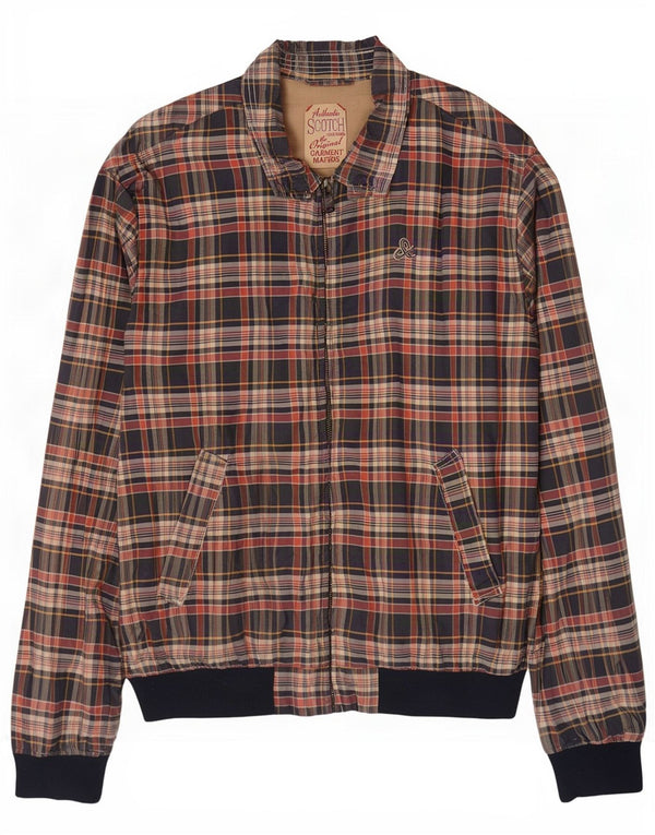 Scotch & Soda Mens Bomber Jacket UK 42 XL Blue Check Polyester