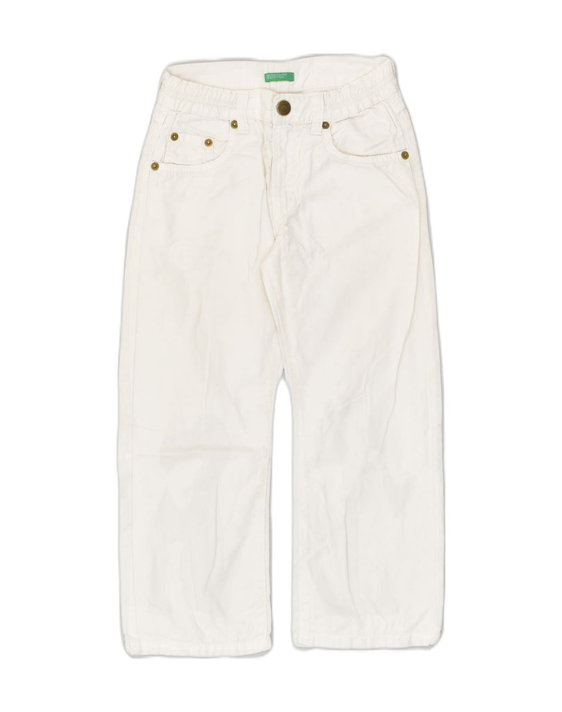 BENETTON Girls Straight Casual Trousers 3-4 Years XS W20 L18  White Cotton | Vintage Benetton | Thrift | Second-Hand Benetton | Used Clothing | Messina Hembry 