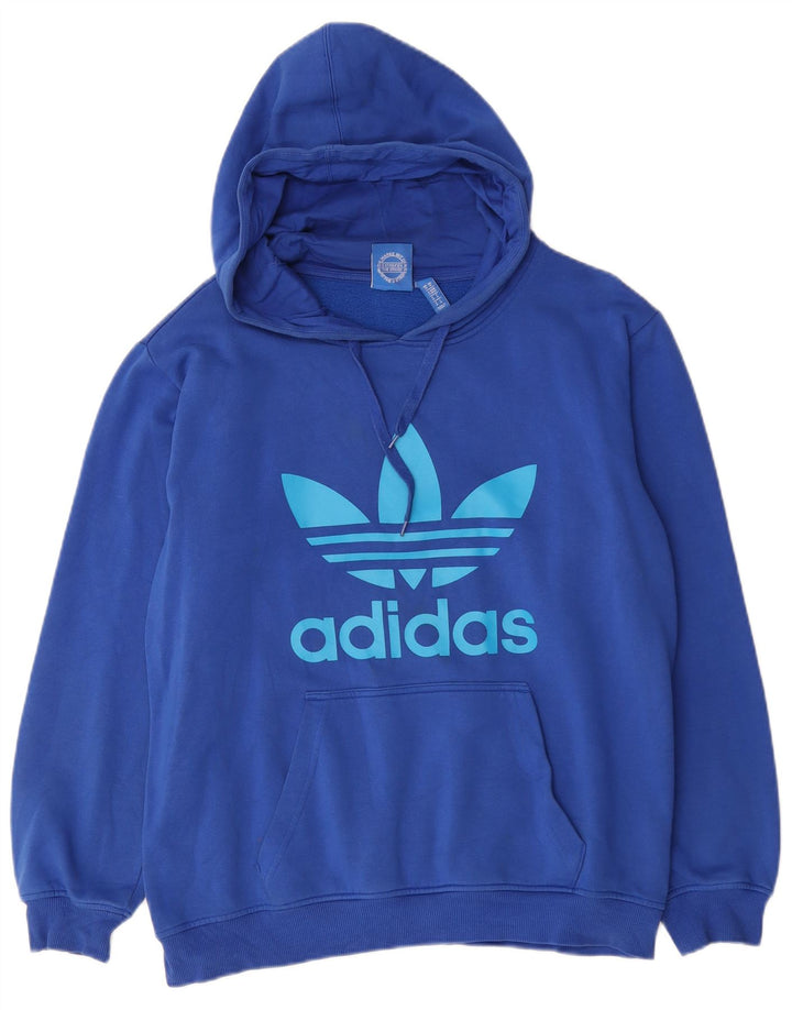Adidas Mens Graphic Hoodie Jumper Medium Blue Cotton