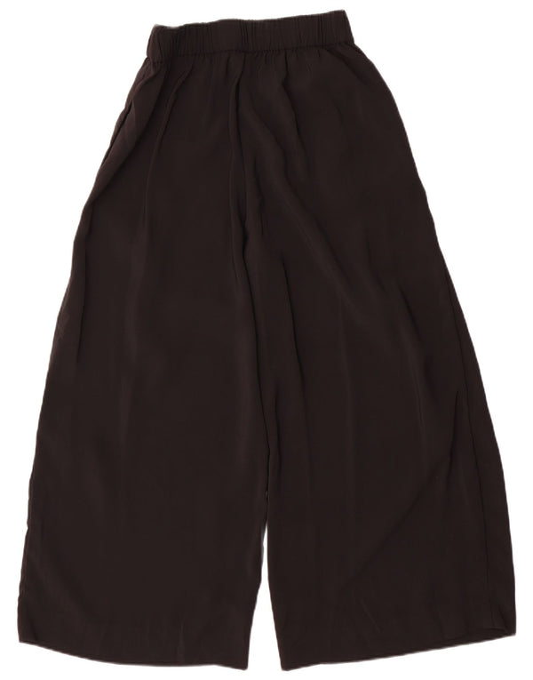 Zara Womens Wide Leg Cropped Trousers Medium W30 L24 Black Polyester