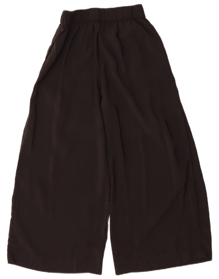 Zara Womens Wide Leg Cropped Trousers Medium W30 L24 Black Polyester