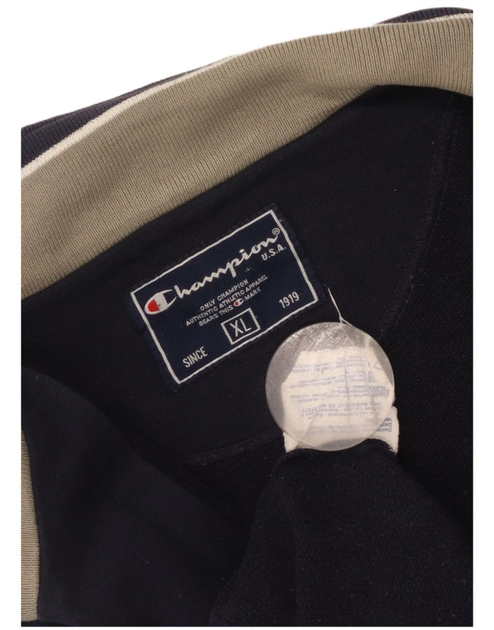 Champion Mens Tracksuit Top Jacket XL Navy Blue Colourblock Cotton