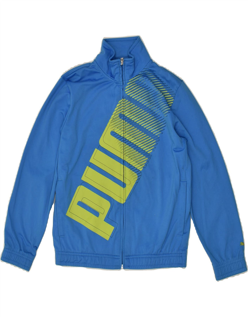 PUMA Boys Graphic Tracksuit Top Jacket 9-10 Years Blue Polyester | Vintage Puma | Thrift | Second-Hand Puma | Used Clothing | Messina Hembry 