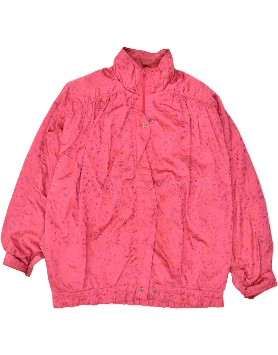 VINTAGE Womens Oversized Windbreaker Jacket UK 14 Medium Pink Paisley Vintage Vintage and Second-Hand Vintage from Messina Hembry 