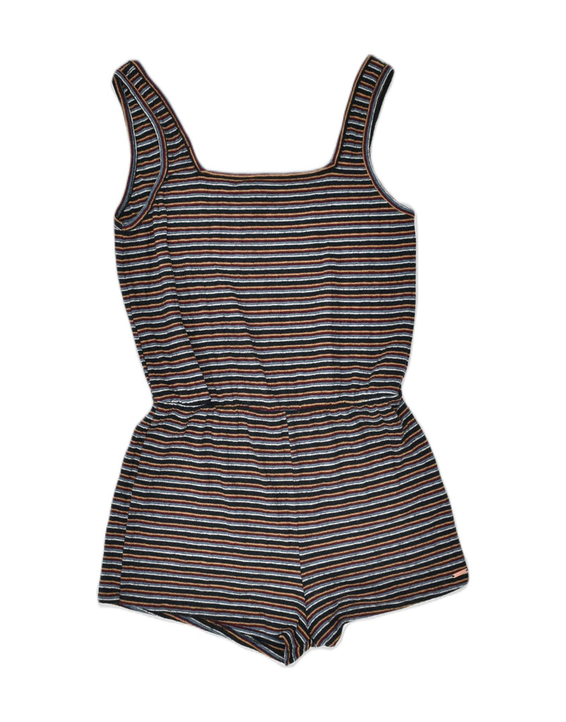 VOLCOM Womens Playsuit US 8 Medium Black Striped Polyester | Vintage | Thrift | Second-Hand | Used Clothing | Messina Hembry 
