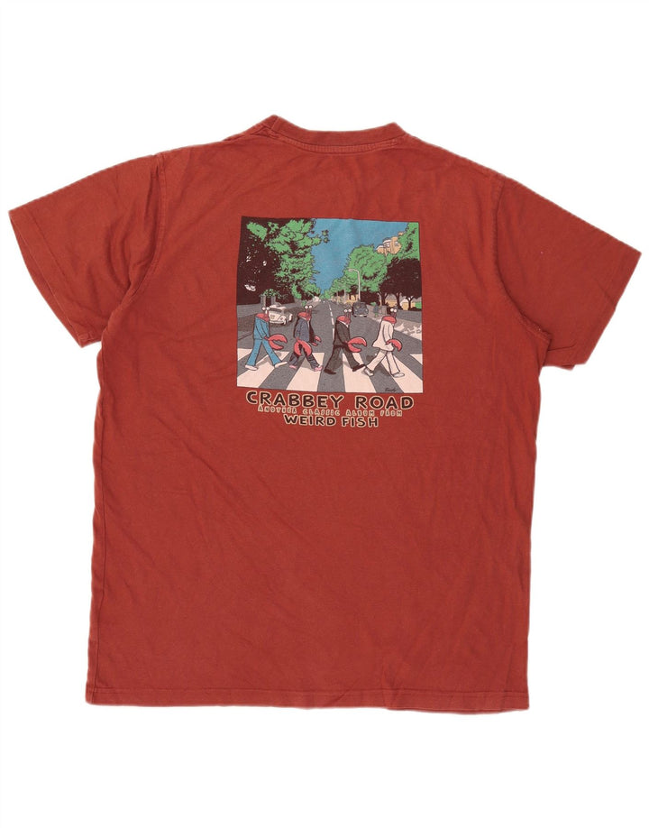Weird Fish Mens Graphic T-Shirt Top Medium Maroon Cotton