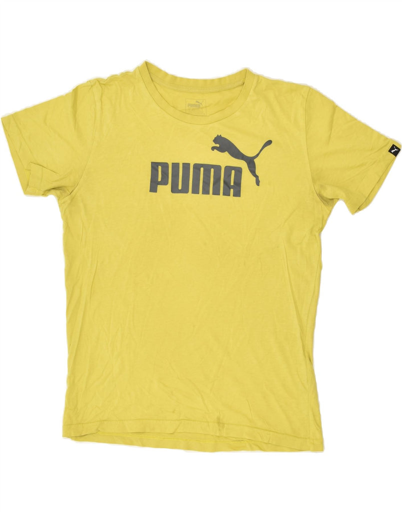 PUMA Mens Graphic T-Shirt Top Small Yellow Cotton | Vintage Puma | Thrift | Second-Hand Puma | Used Clothing | Messina Hembry 