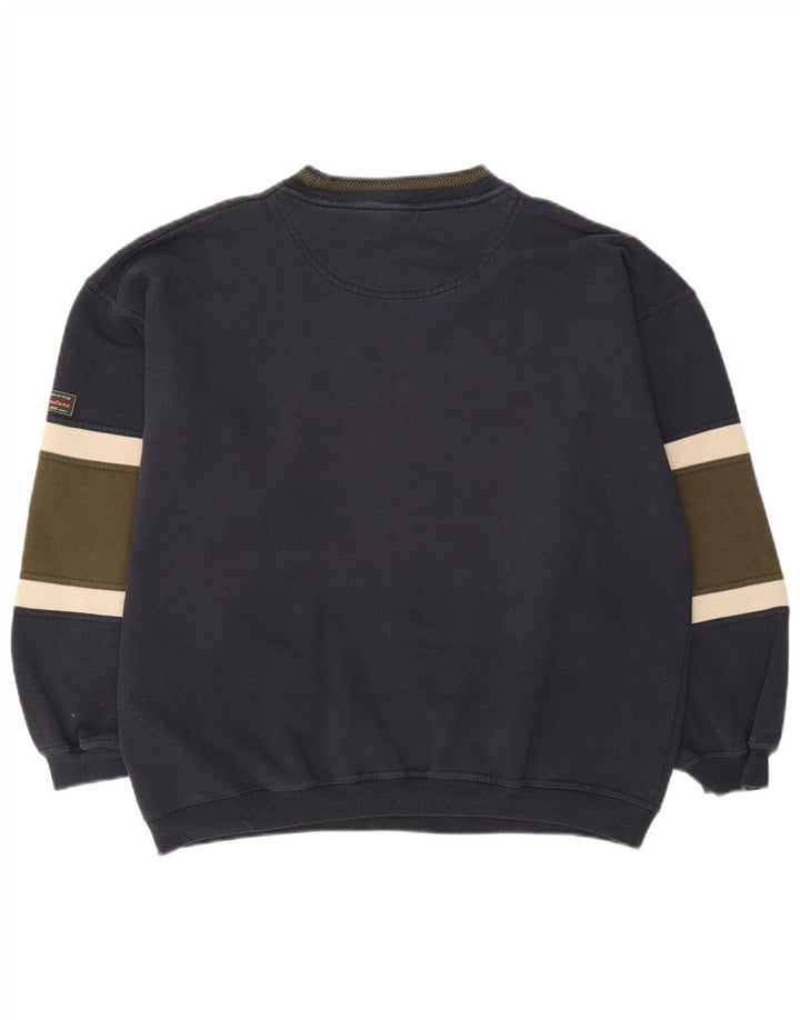 Canda Mens Graphic Sweatshirt Jumper Large Navy Blue Colourblock Cotton