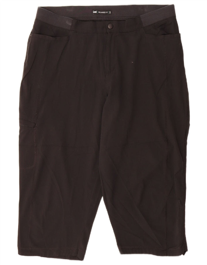 LEE Womens Relaxed Fit Cargo Capri Trousers US 14 XL W34 L20 Black