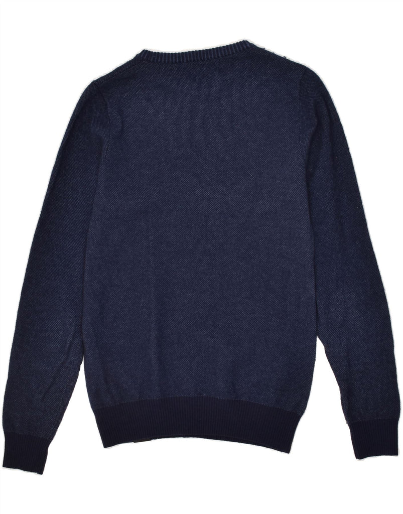 BROOKSFIELD Mens Slim Fit Crew Neck Jumper Sweater IT 48 Medium Navy Blue Vintage Brooksfield and Second-Hand Brooksfield from Messina Hembry 