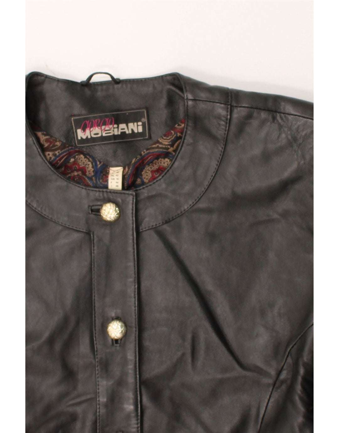 GIORGIO MOBIANI Womens Crop Leather Jacket UK 16 Large Black Leather Vintage Giorgio Mobiani and Second-Hand Giorgio Mobiani from Messina Hembry 