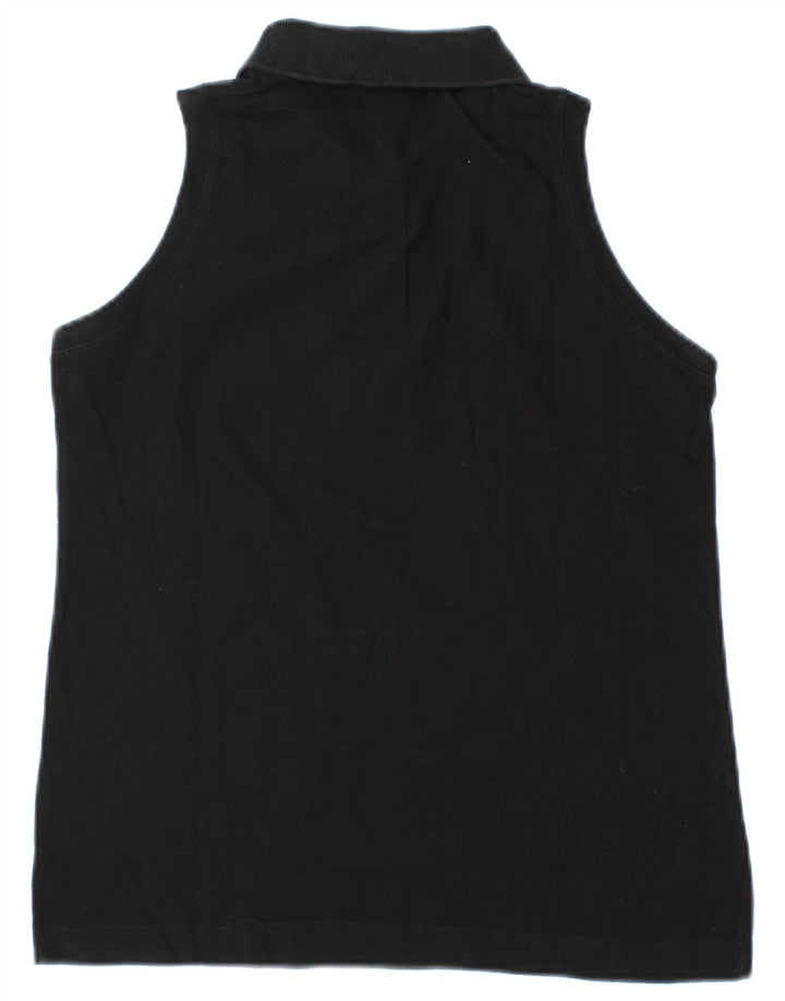 Sergio Tacchini Womens Sleeveless Polo Shirt UK 12 Medium Black
