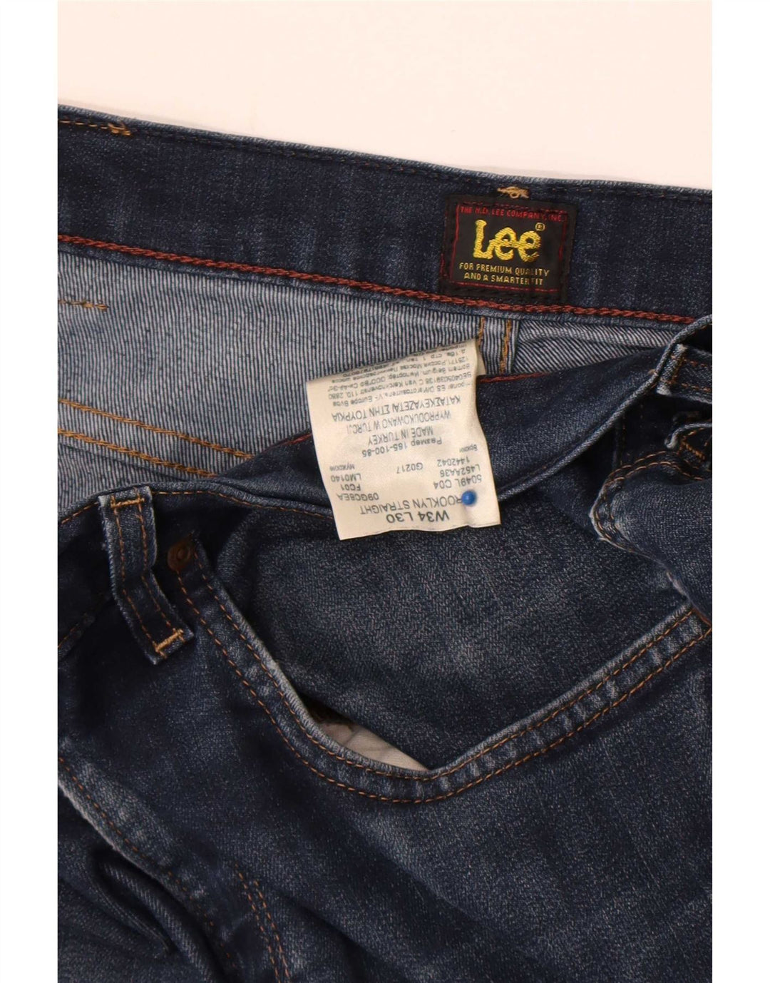 Lee Mens Brooklyn Straight Jeans W34 L30 Navy Blue Cotton