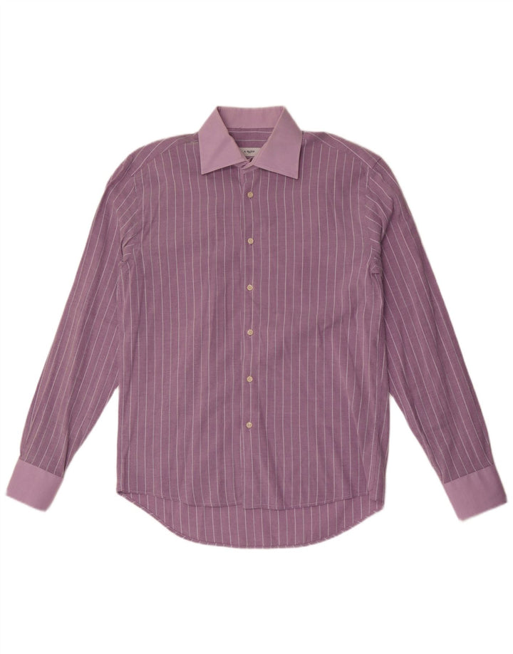 A.Basile Mens Shirt Size 40 15 3/4 Medium Purple Pinstripe Cotton