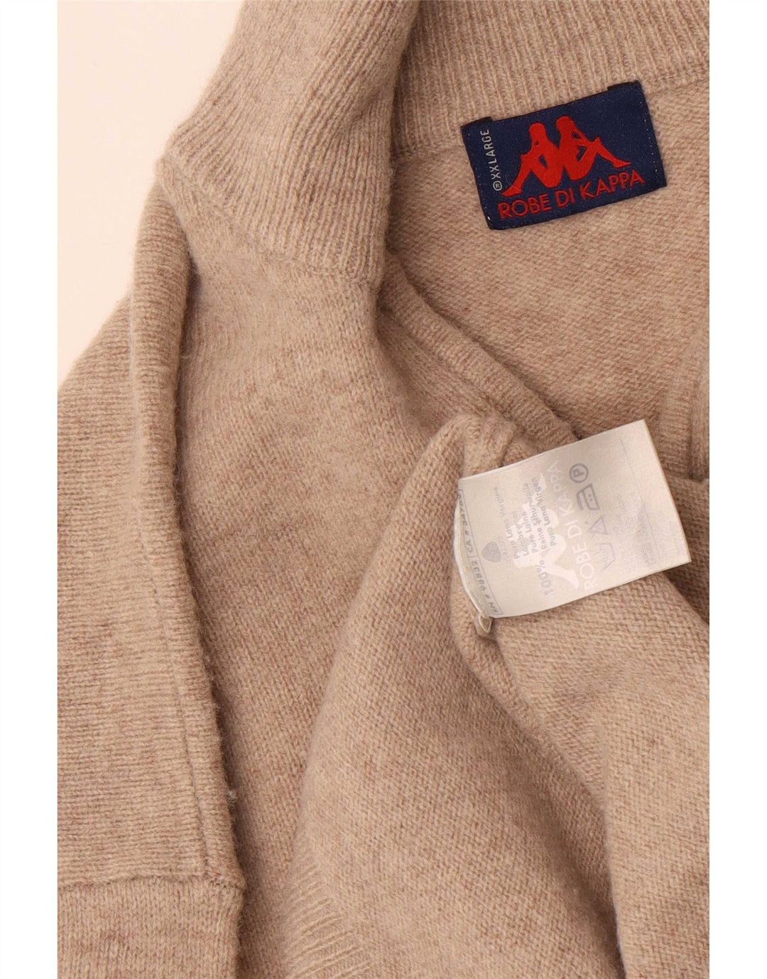 Kappa Mens Zip Neck Jumper Sweater 2XL Beige Wool