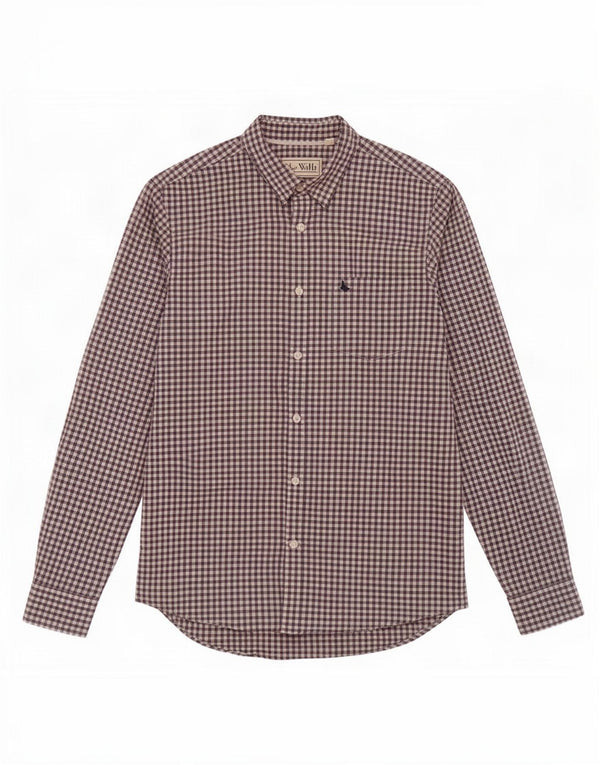 Jack Wills Mens Classic Fit Shirt Medium Navy Blue Gingham Cotton