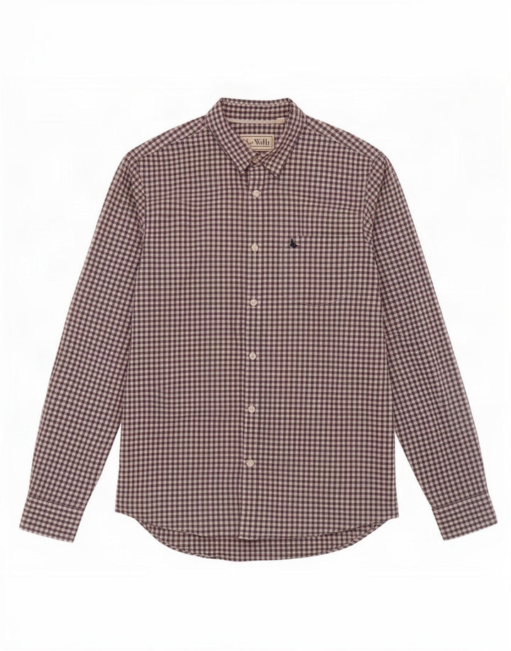Jack Wills Mens Classic Fit Shirt Medium Navy Blue Gingham Cotton
