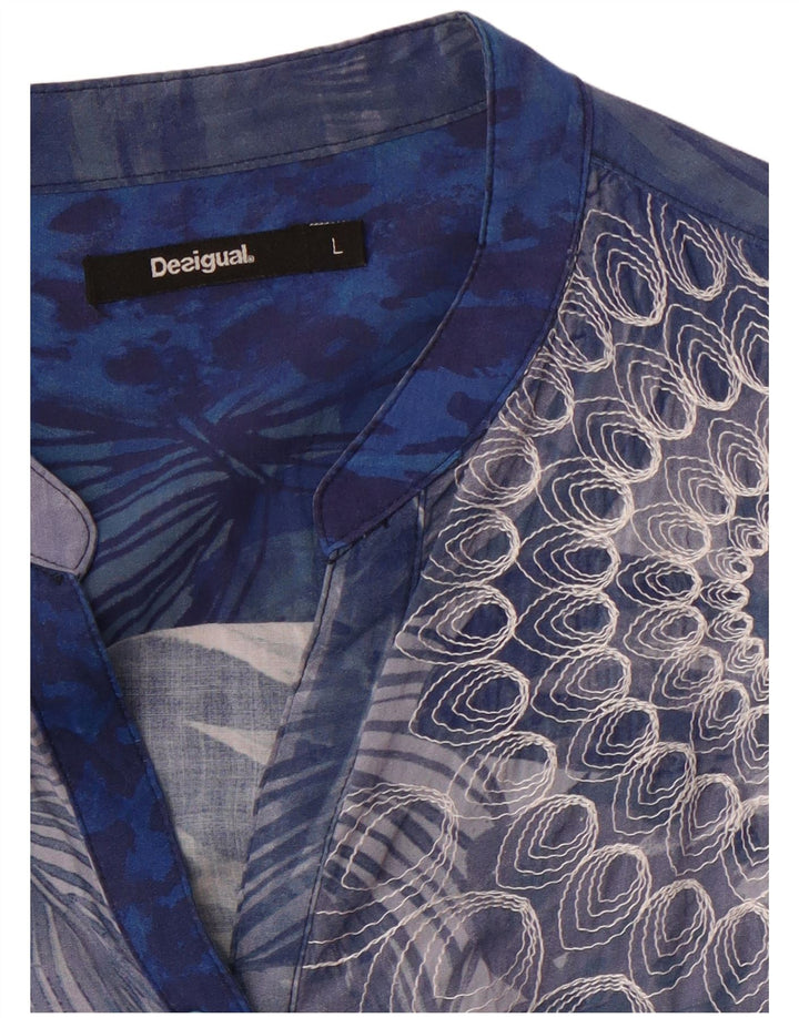 DESIGUAL Womens Shirt Blouse UK 14 Large Blue Floral