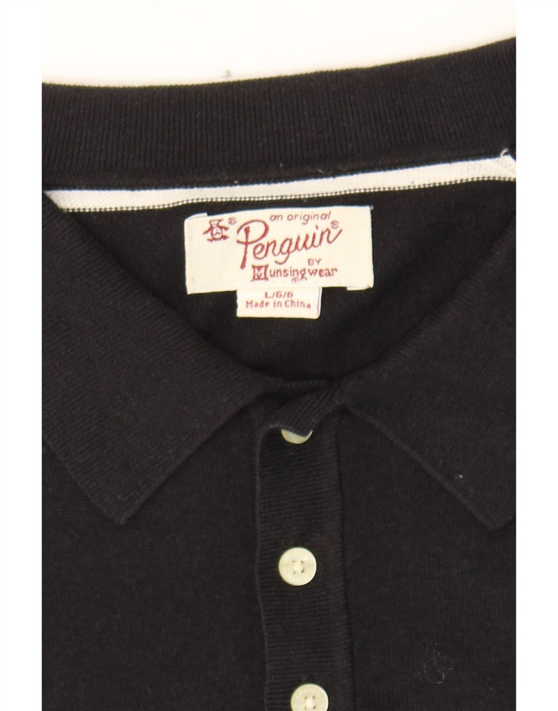 PENGUIN Mens Polo Neck Jumper Sweater Large Black Cotton Vintage Penguin and Second-Hand Penguin from Messina Hembry 