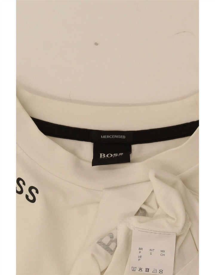 Hugo Boss Mens Graphic T-Shirt Top Small White Cotton