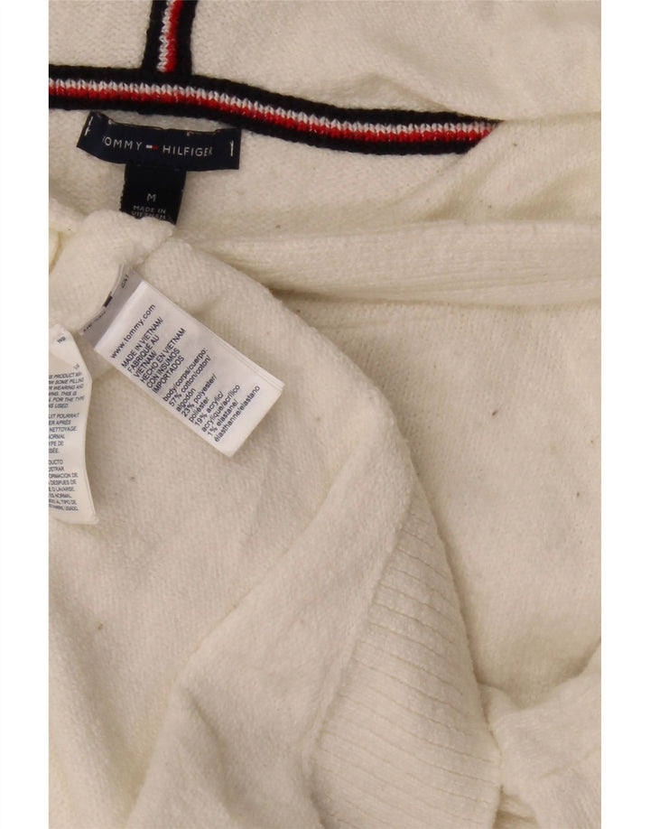 Tommy Hilfiger Womens Oversized Crop Jumper Sweater UK 14 Medium White