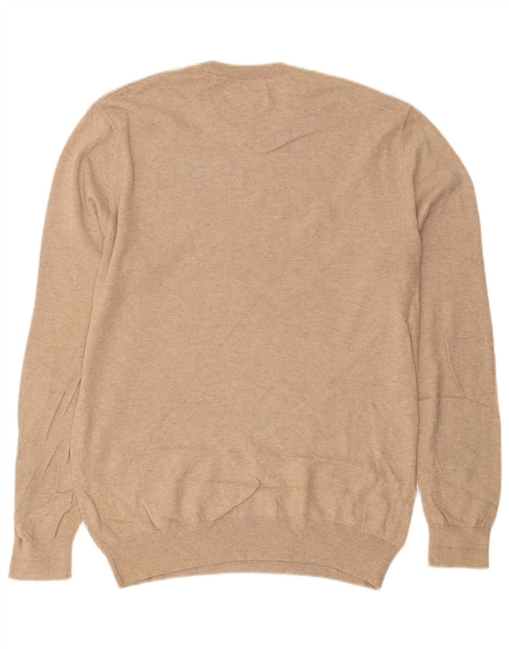 JACK WILLS Mens Crew Neck Jumper Sweater Medium Beige Flecked Cotton