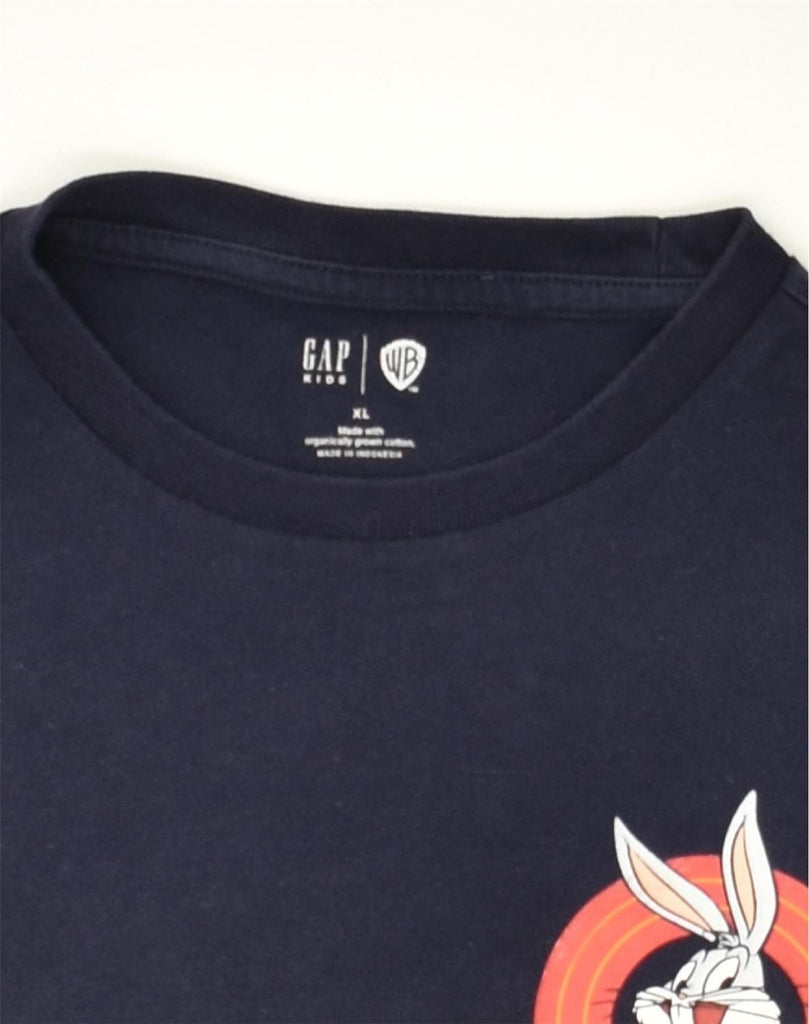 GAP Boys Graphic T-Shirt Top 11-12 Years XL Navy Blue Cotton | Vintage Gap | Thrift | Second-Hand Gap | Used Clothing | Messina Hembry 