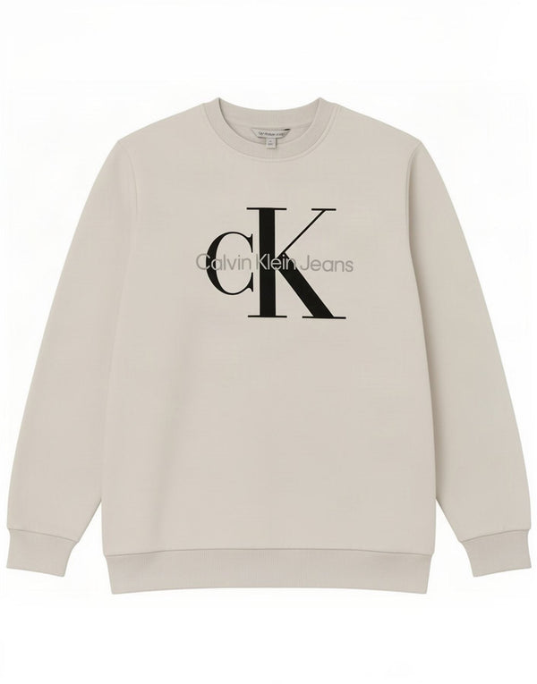 Calvin Klein Jeans Mens Graphic Sweatshirt Jumper Medium White Cotton