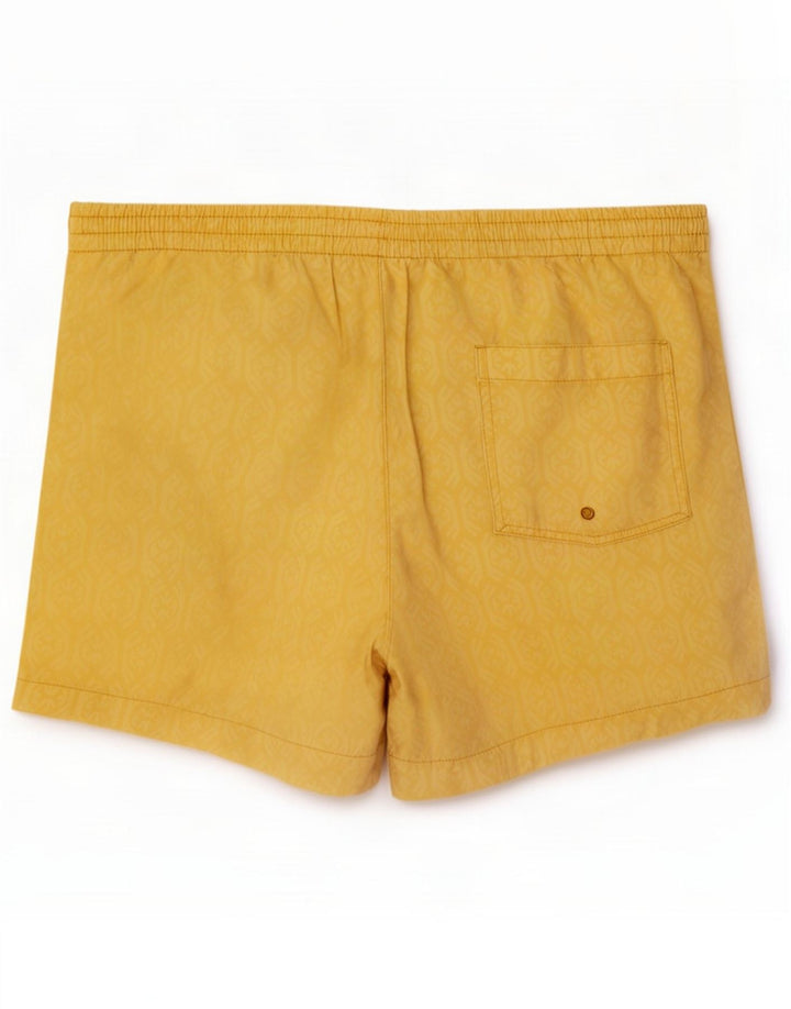 Zara Mens Abstract Pattern Swimming Shorts Large W32 Yellow Cotton