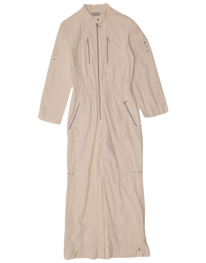 Tuzzi Womens Long Sleeve Jumpsuit UK 12 Medium White Cotton
