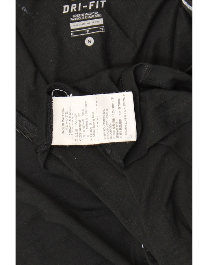 NIKE Womens Dri Fit Zip Neck Pullover Tracksuit Top UK 10 Small Black