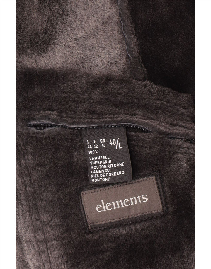Elements Womens Shearling Coat UK 14 Large Black Sheepskin