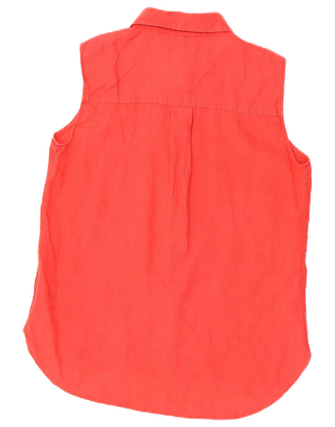 MARKS & SPENCER Womens Sleeveless Shirt UK 12 Medium Pink Linen