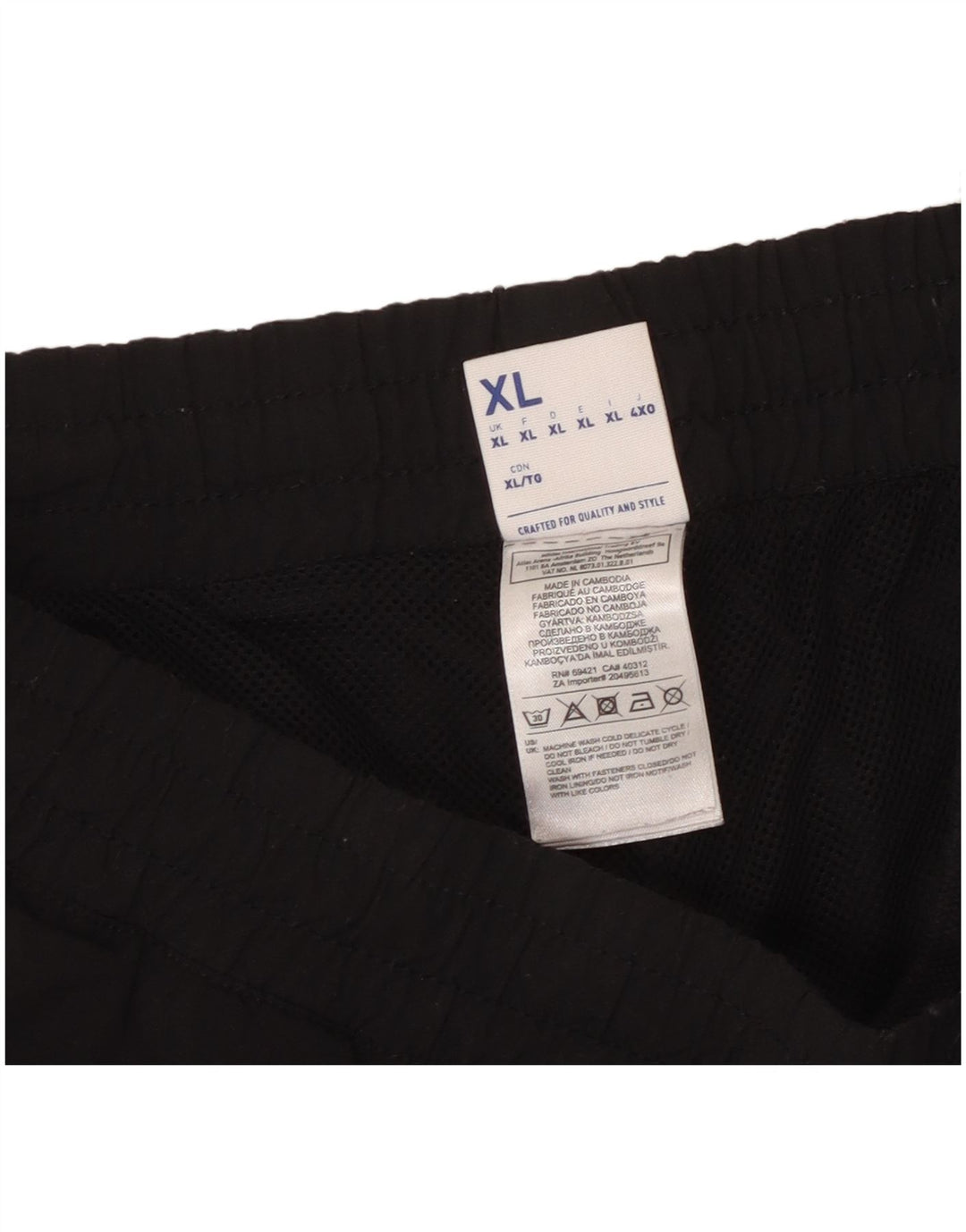 Reebok Mens Tracksuit Trousers Joggers XL  Black Colourblock Polyester