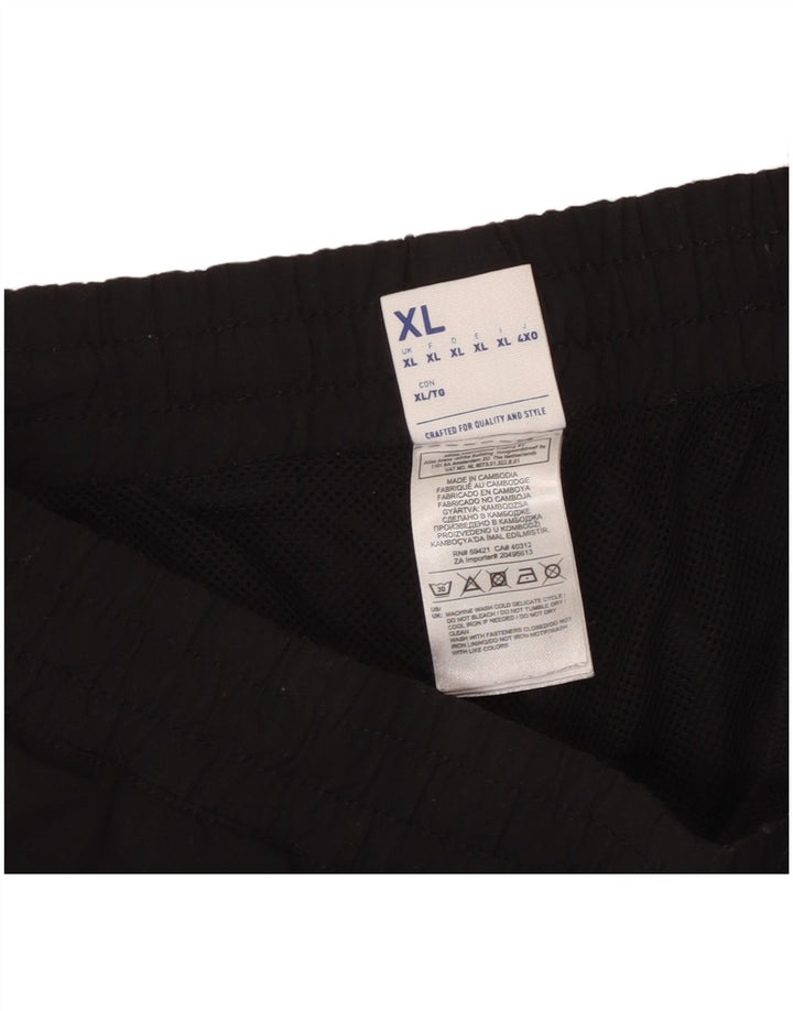 Reebok Mens Tracksuit Trousers Joggers XL  Black Colourblock Polyester