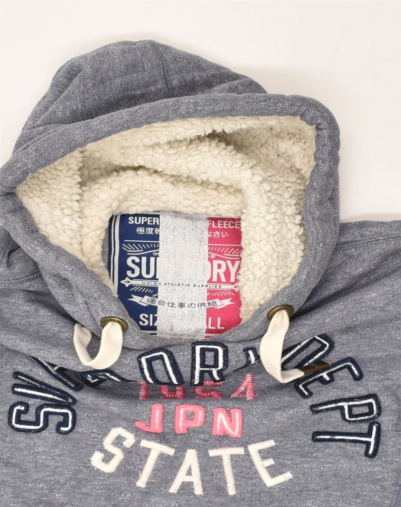 SUPERDRY Womens Graphic Hoodie Jumper UK 8 Small Grey Cotton | Vintage Superdry | Thrift | Second-Hand Superdry | Used Clothing | Messina Hembry 