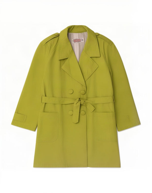 Vintage Womens Oversized Trench Coat UK 14 Medium Green Cotton