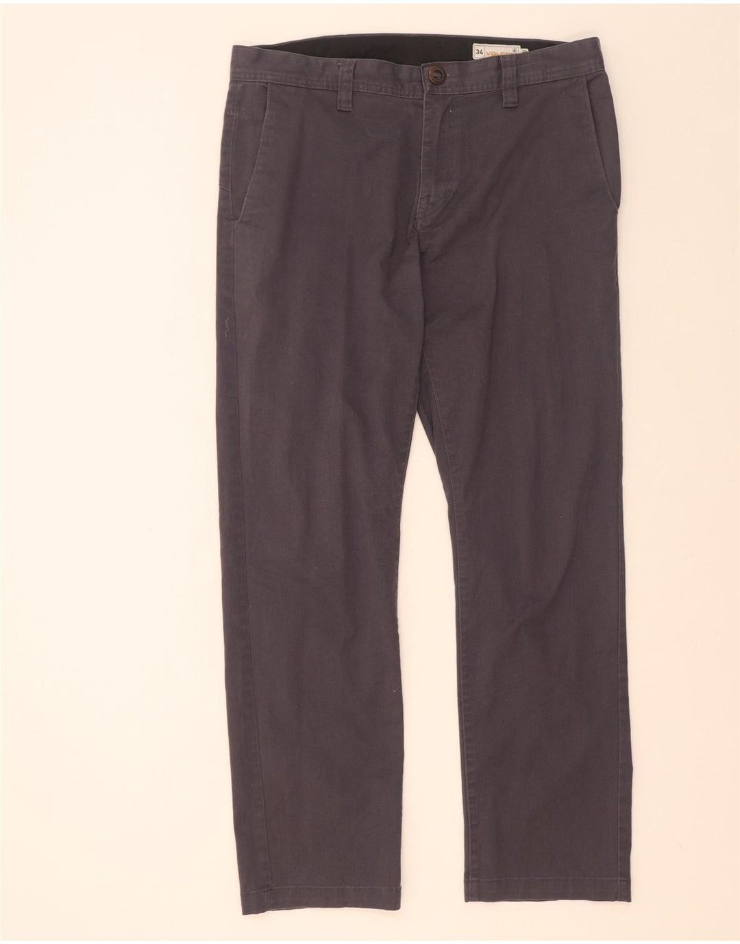 Volcom Mens Straight Chino Trousers W34 L32 Grey Cotton