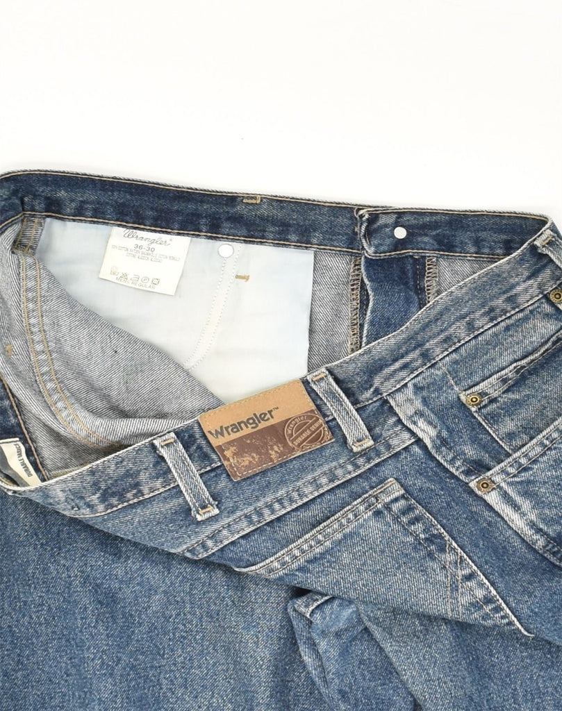 WRANGLER Mens Straight Jeans W36 L30 Blue Cotton | Vintage Wrangler | Thrift | Second-Hand Wrangler | Used Clothing | Messina Hembry 