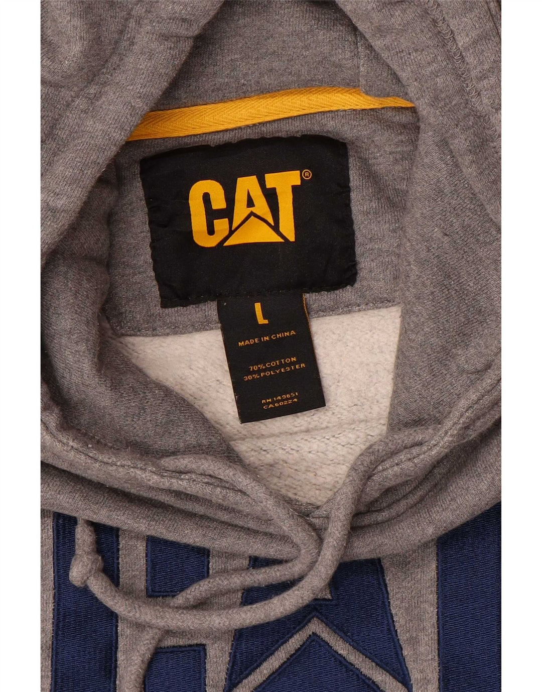 CAT Mens Graphic Hoodie Jumper Large Grey Cotton