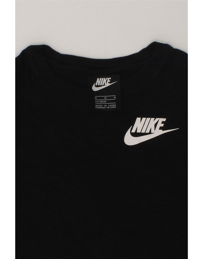 NIKE Girls Top Long Sleeve 10-11 Years Medium Black Cotton | Vintage Nike | Thrift | Second-Hand Nike | Used Clothing | Messina Hembry 