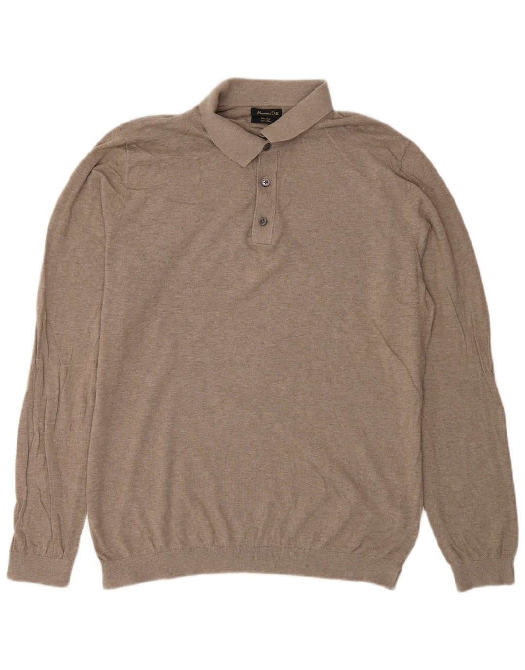 Massimo Dutti Mens Polo Neck Jumper Sweater Medium Beige Cotton