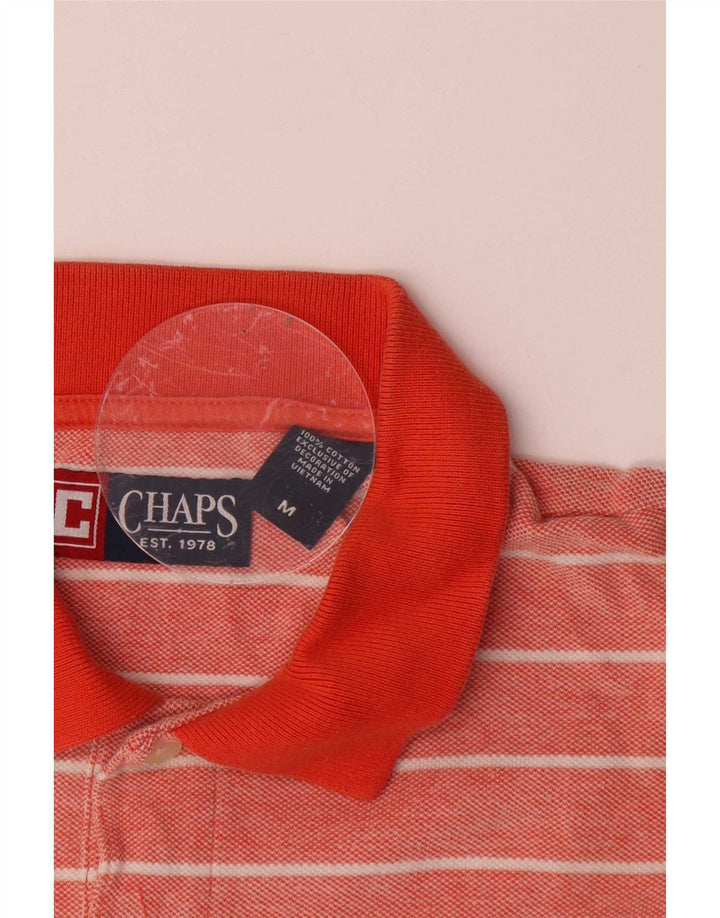 Chaps Mens Polo Shirt Medium Red Striped Cotton