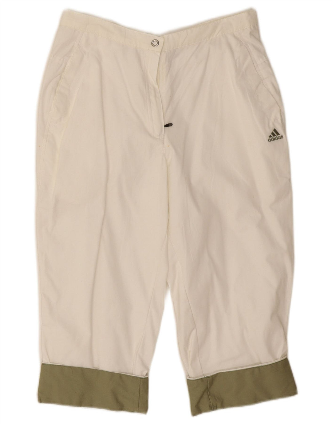 Adidas Womens Bermuda Shorts UK 12 Medium W28  Off White Colourblock Cotton