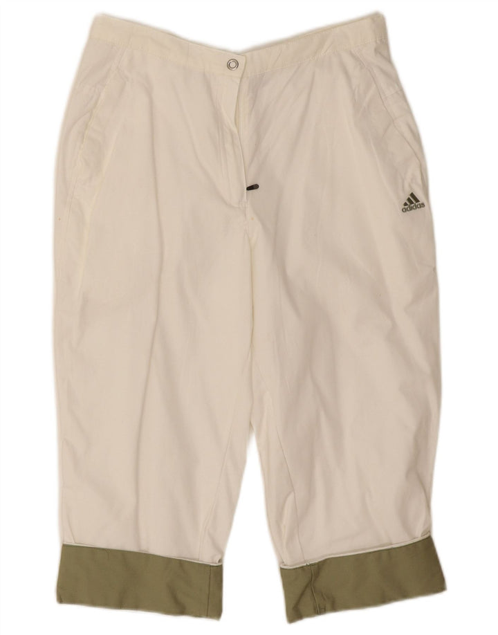Adidas Womens Bermuda Shorts UK 12 Medium W28  Off White Colourblock Cotton
