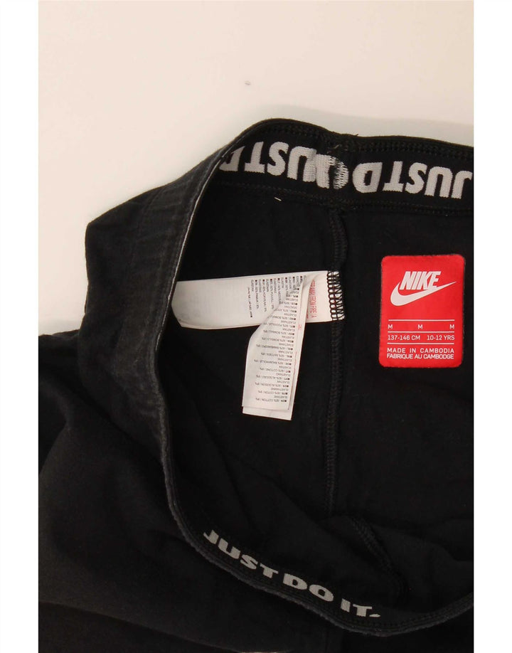 Nike Girls Graphic Leggings 10-11 Years Medium Black Cotton