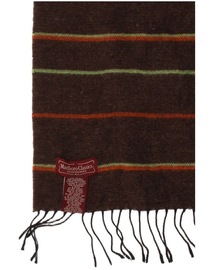 Marlboro Classics Mens Rectangle Scarf One Size Brown Striped Wool Classic