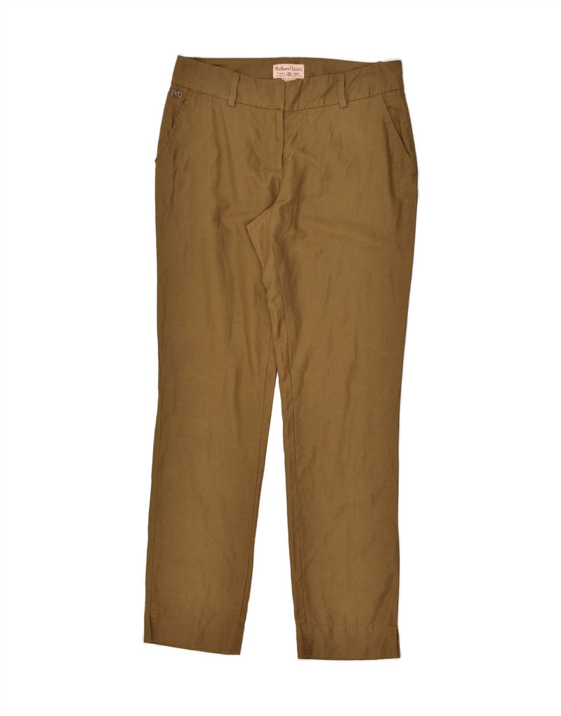 MARLBORO CLASSICS Womens Slim Casual Trousers W32 L31 Brown Linen | Vintage Marlboro Classics | Thrift | Second-Hand Marlboro Classics | Used Clothing | Messina Hembry 